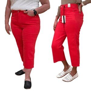 Judy Blue Wide Leg Crop Garment Dyed Red Jeans Plus Size